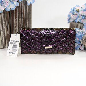 Brahmin Passion Purple Excelsior Iridescent Leather Veronica Trifold Wallet NWT